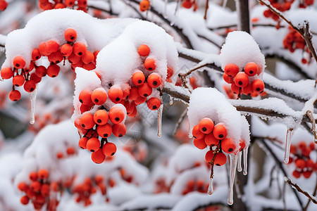 冬季果树结冰的公园果树背景