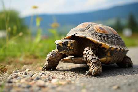 缓慢爬行的乌龟背景图片