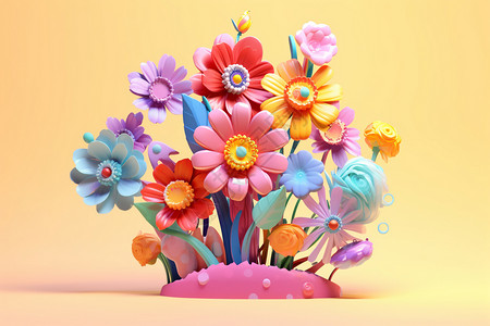 立体造型的花朵背景图片