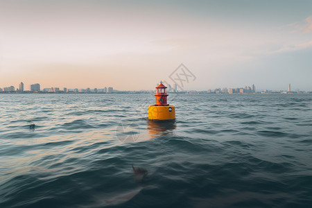 浮动导航海面的灯塔背景