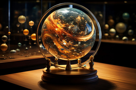玻璃球里的天体背景图片