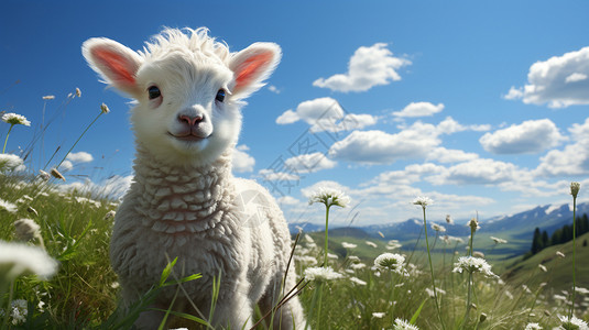 蓝天下的羊羔背景图片