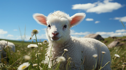 草原上的羔羊背景图片