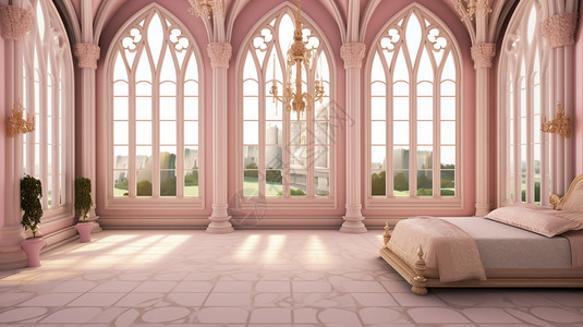 城堡卧室城堡里的梦幻房背景