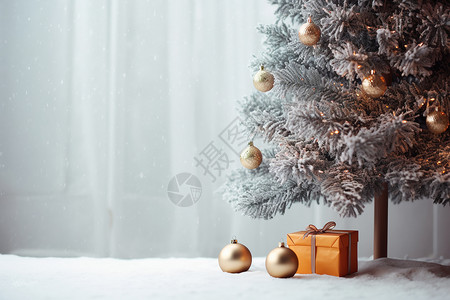 墙壁装饰品圣诞树下的礼物背景