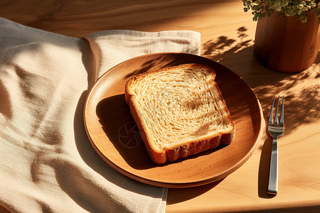 桌子上的面包片图片