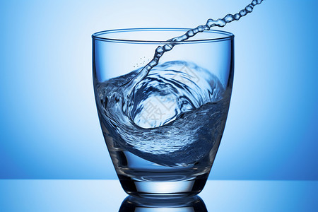 流动漩涡杯子中有一杯水背景