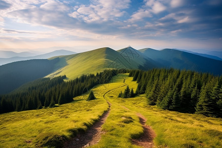 高低起伏的山脉景色背景