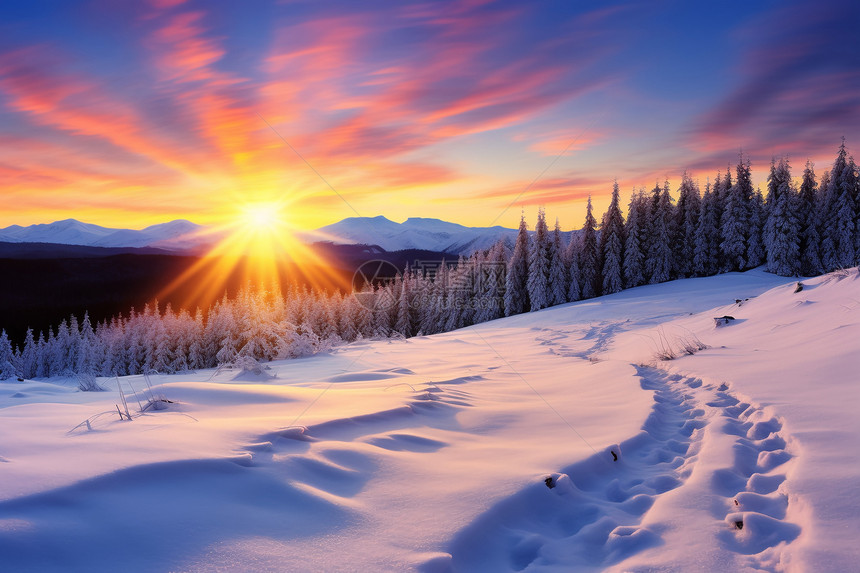 雪地的美丽景色图片