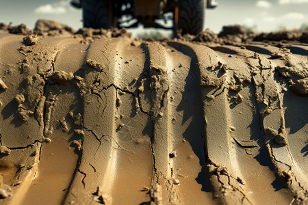泥浆道路的车轮痕迹图片