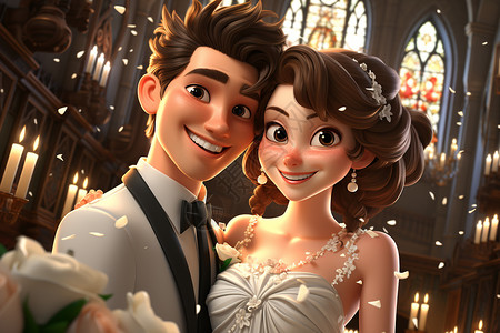 新娘和新郎的超特写3D插图背景图片