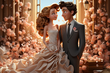 婚礼背景3D插图图片