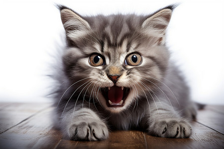 愤怒的小猫灰色愤怒的高清图片