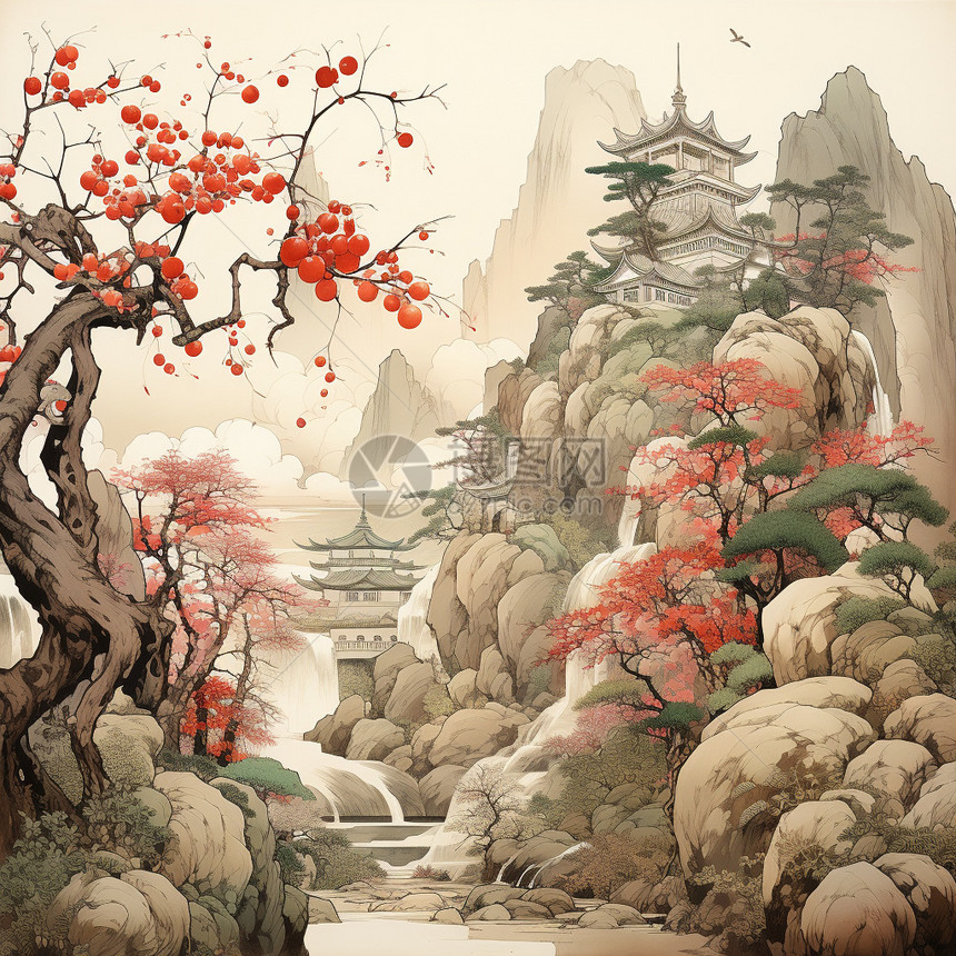 中国风山林绘画图片