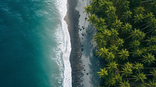 椰林碧海航拍椰林背景