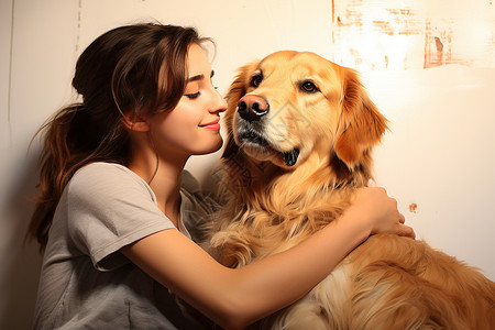 女孩和宠物狗背景图片