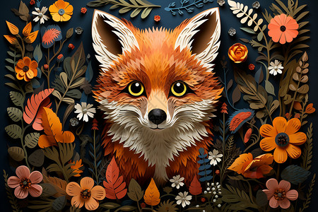 狐狸的细节艺术背景图片