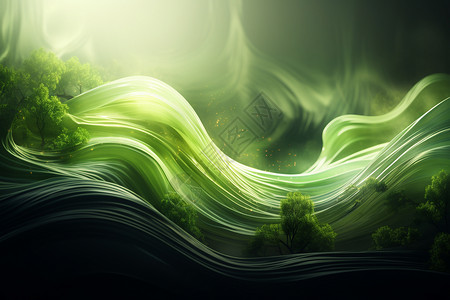 绿色动感波浪纹抽象波浪纹线条背景设计图片