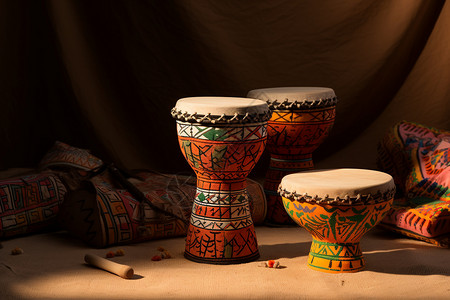传统乐器的非洲鼓背景图片