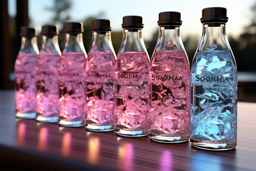 粉色冰晶玻璃瓶图片