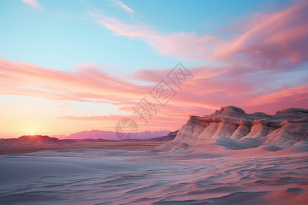 迷幻的黄昏沙漠图片