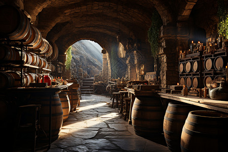 魅影迷离的酒窖背景图片