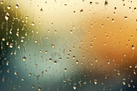 雨滴滴落的玻璃景观高清图片