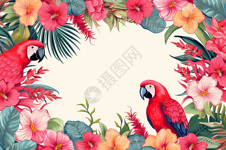 多彩热带鹦鹉创意幻境图片