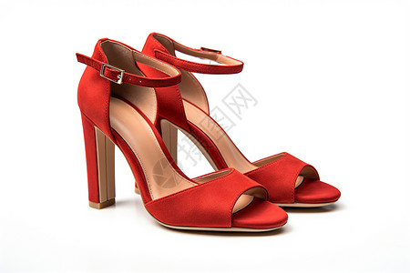 红色高跟鞋一双女士凉鞋高清图片