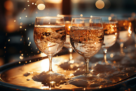 宴会上的香槟酒杯图片