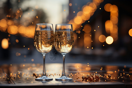 庆祝节日的香槟酒杯图片
