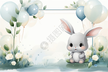 可爱的卡通兔子背景背景图片