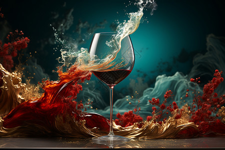 红酒文化ppt创意背景中的红酒杯设计图片