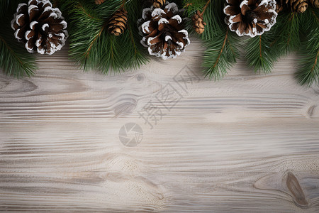 木板上的圣诞节装饰物背景图片