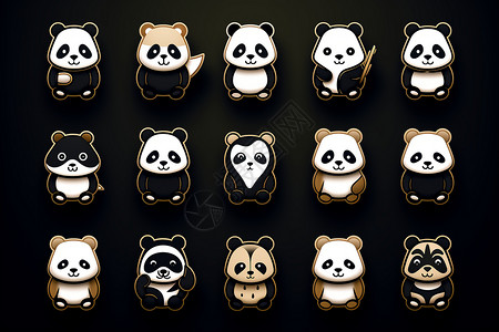 可爱熊猫表情包合集背景图片