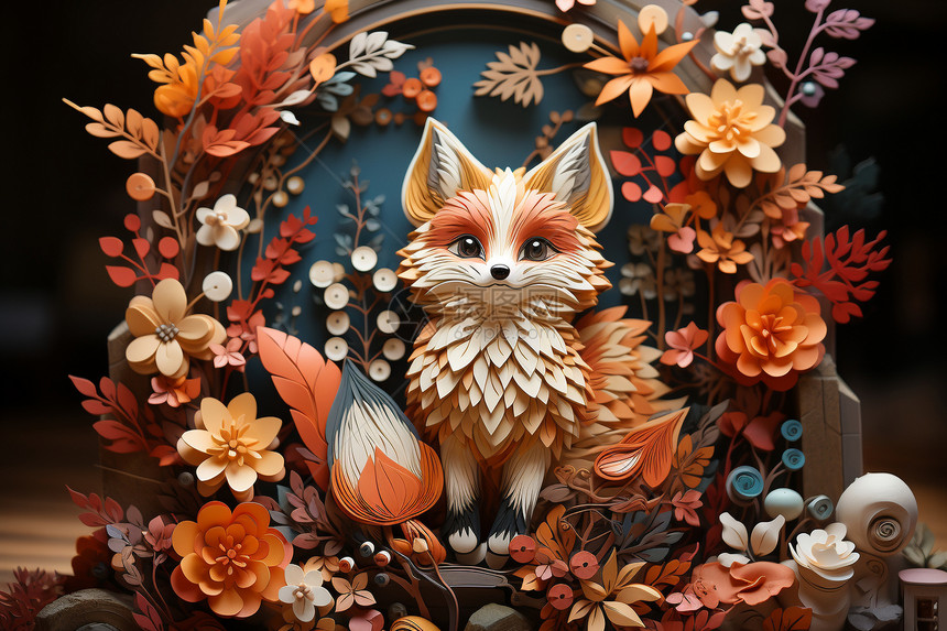 创意艺术狐狸插图图片