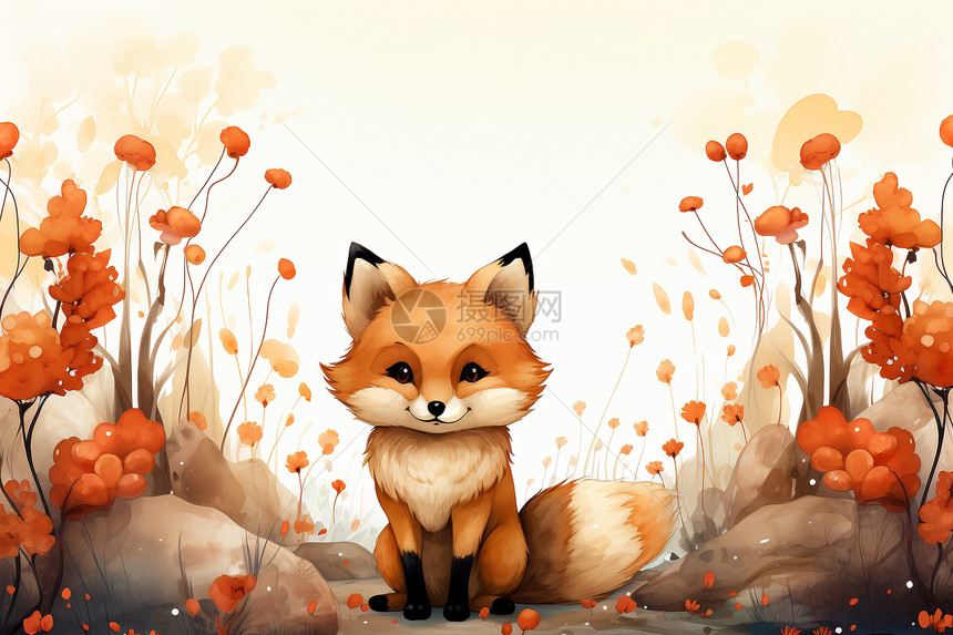 森林中的卡通小狐狸图片