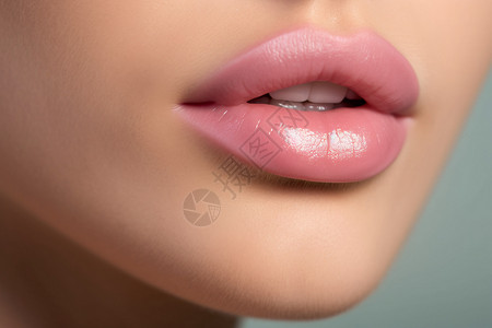 唇彩唇油粉红色的嘴唇高清图片