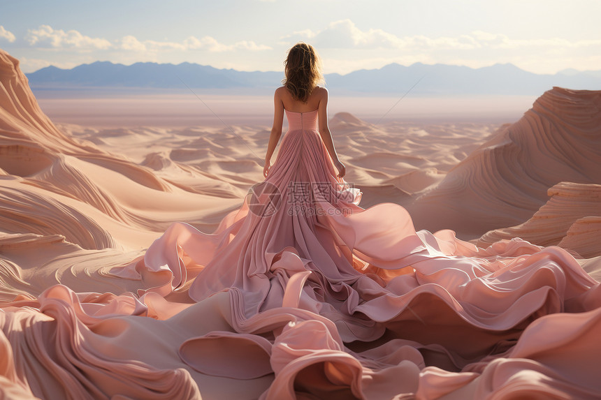 梦幻沙漠中的唯美女子图片