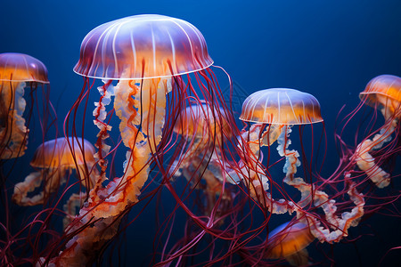 深海中的水母生物背景图片