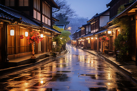 乡镇街道夏季傍晚时古城街道景观背景