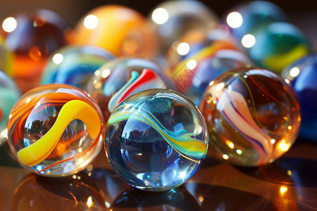 彩色集合梦幻的彩色玻璃球背景