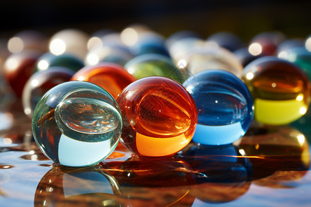 艺术创意美感的彩色玻璃球背景图片