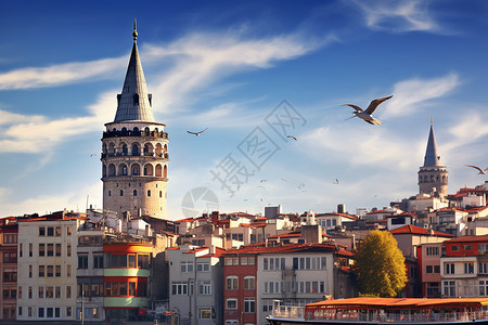 欧洲鸟夏季欧洲城市的美丽景观背景