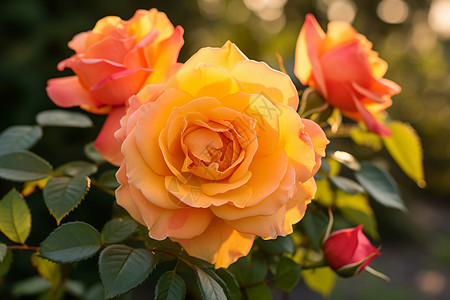 花园中盛开的玫瑰花图片