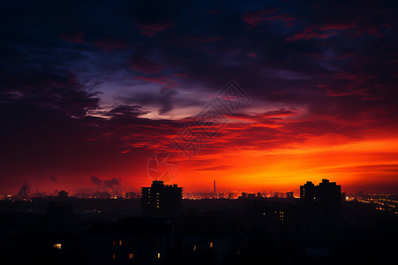 夜幕中城市的美丽景观图片