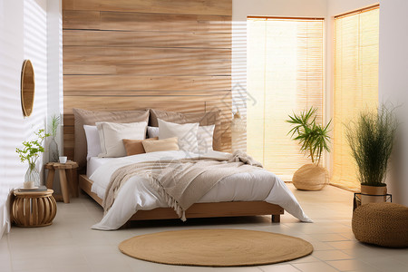 亚麻植物温馨时尚的卧室装潢设计图片
