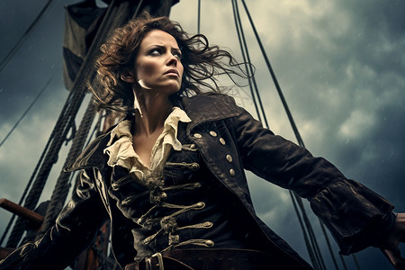 海盗船长战斗的外国女海盗背景