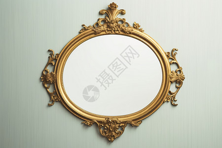 金色边框的镜子背景图片