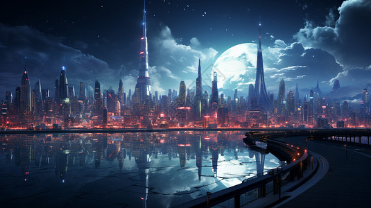 魔幻的未来都市背景图片